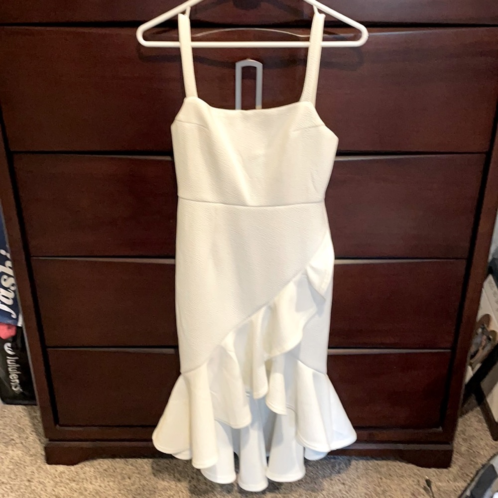 Hello Molly White Hard to Be Cool Peplum Dress